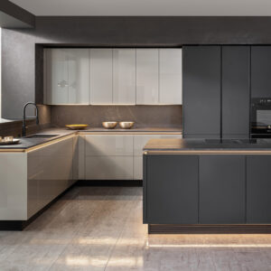 Rempp moderne Inselkueche Schwarz Champagner