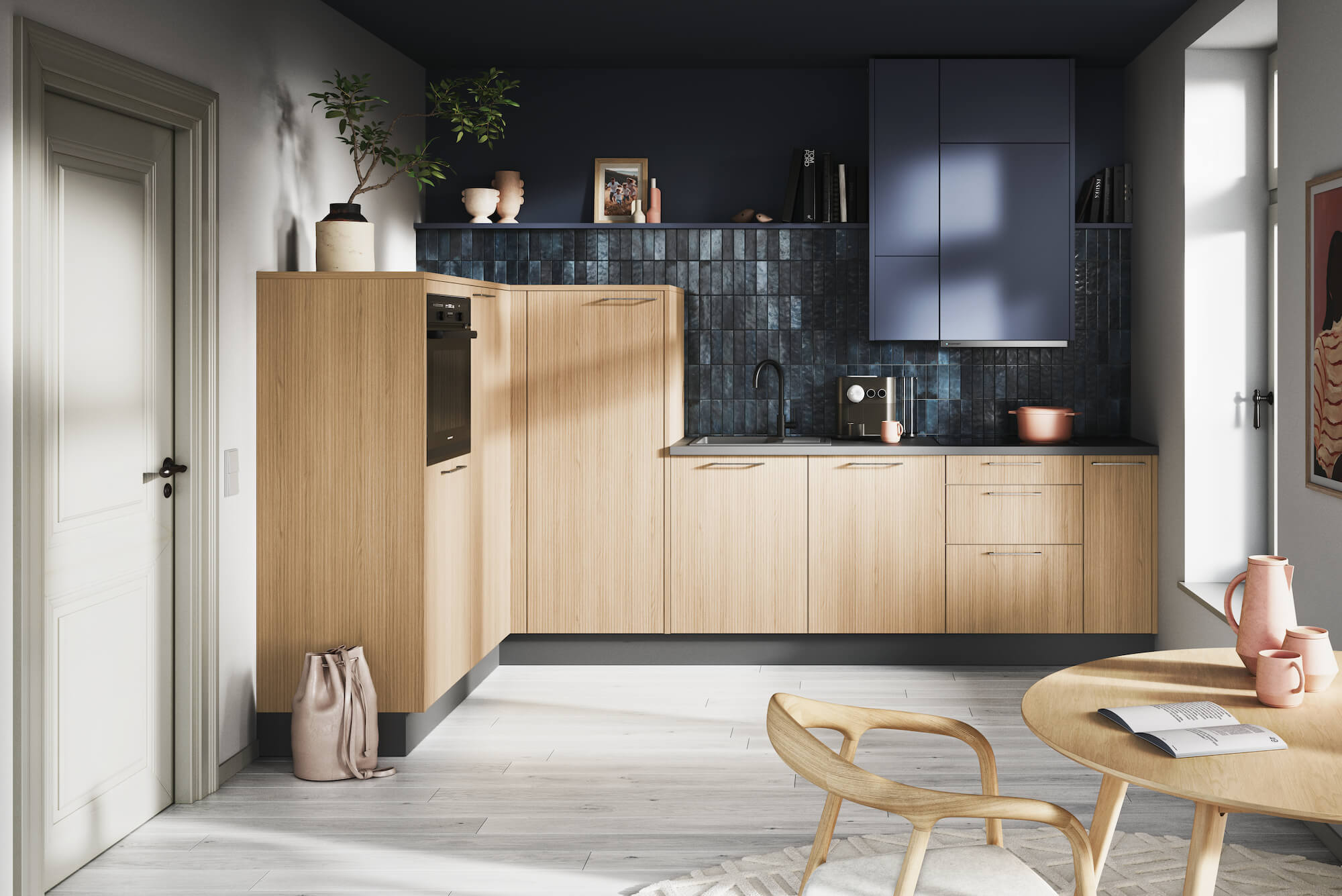 Haecker moderne L-Kueche Eiche
