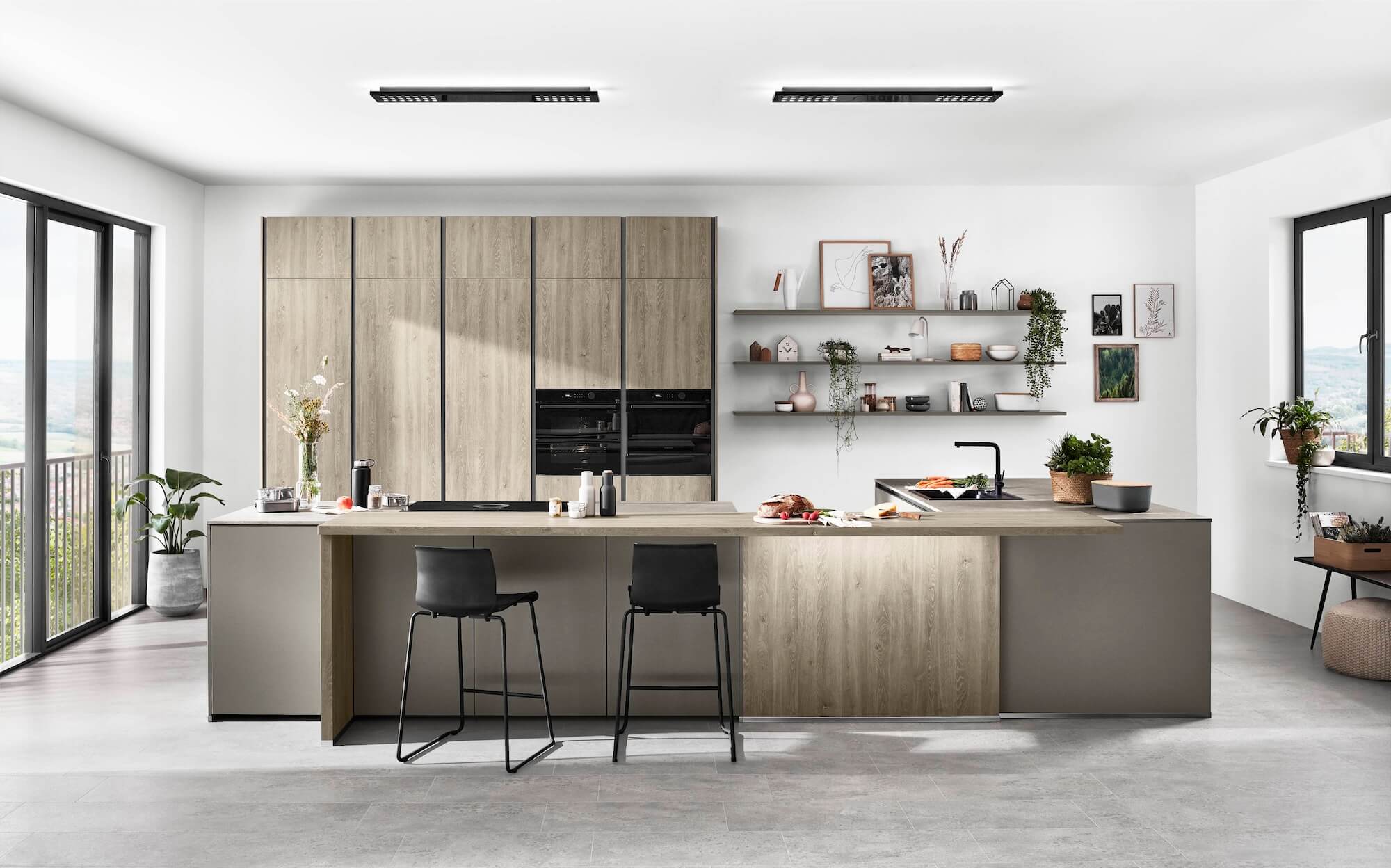Nobilia Designküche mit Insel Taupe matt