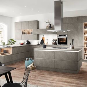 Nobilia Designküche mit Insel Betonoptik
