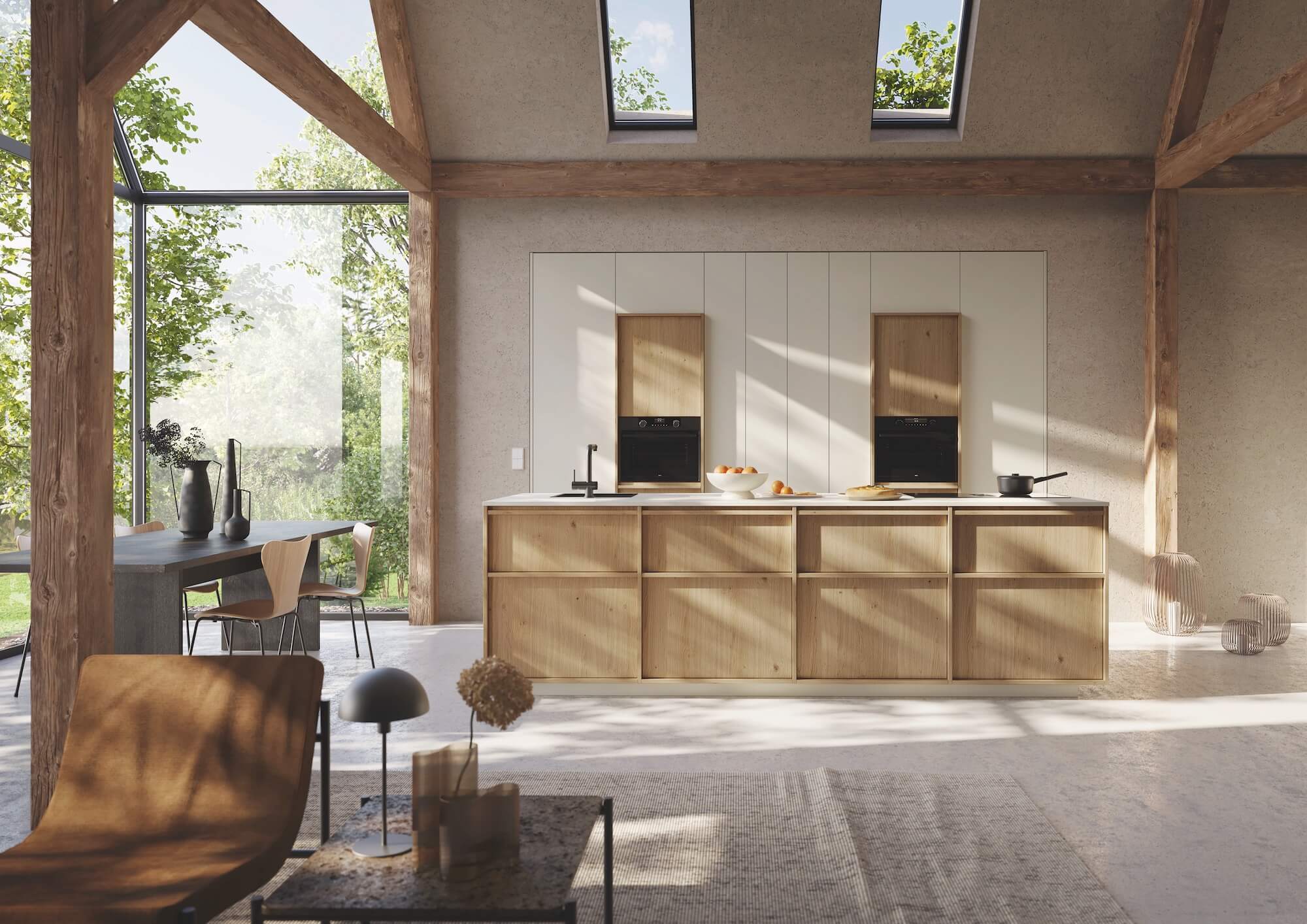 Rotpunkt Designküche mit Insel Eiche