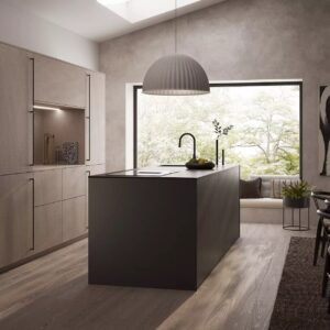 Rotpunkt Designküche mit Insel Grau