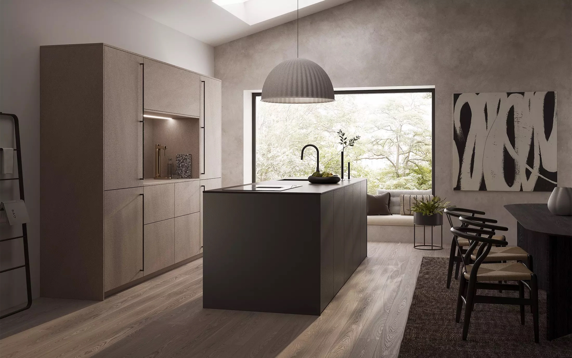 Rotpunkt Designküche mit Insel Grau