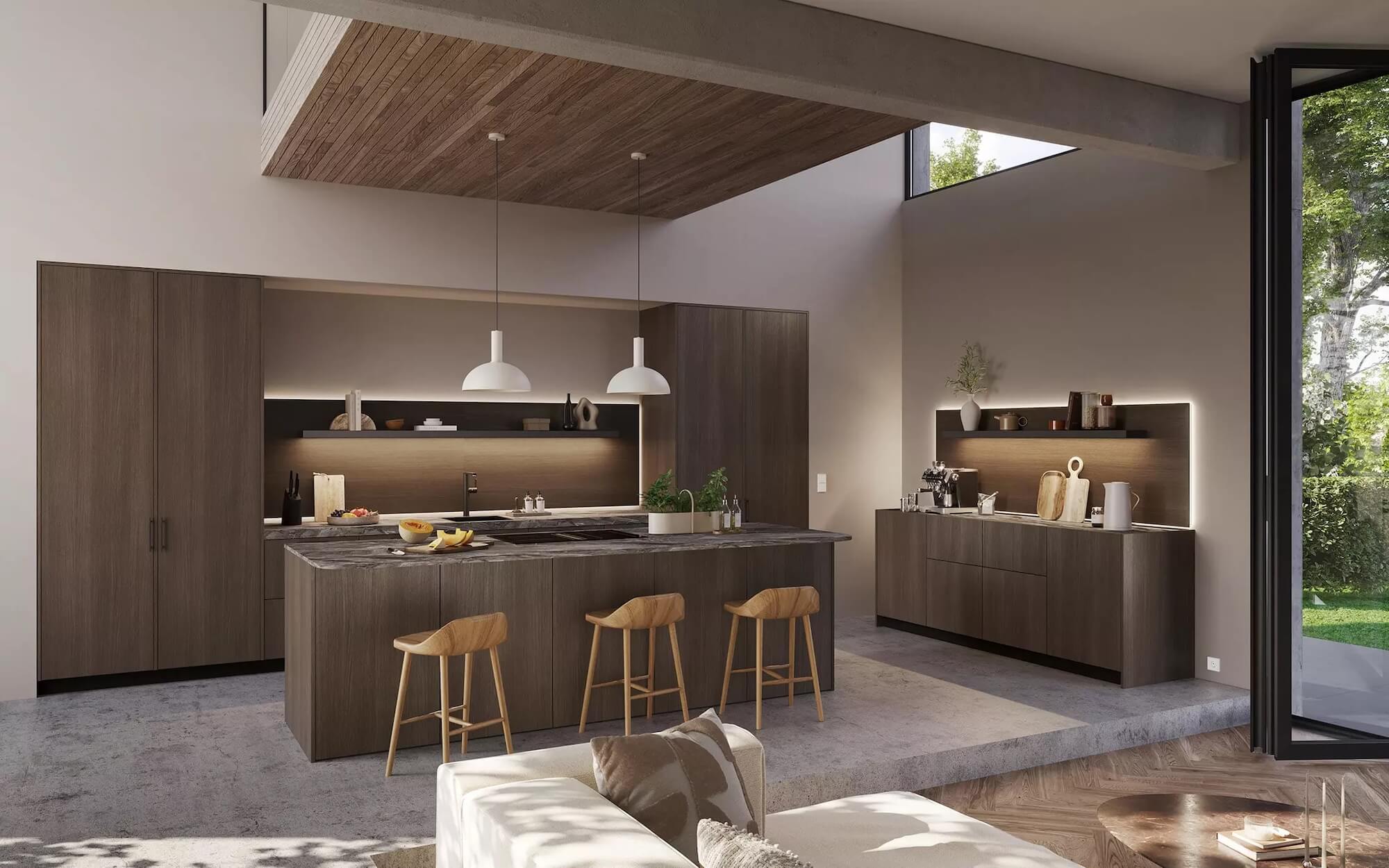 Designkuechen Rotpunkt Designküche Insel Loft dark oak