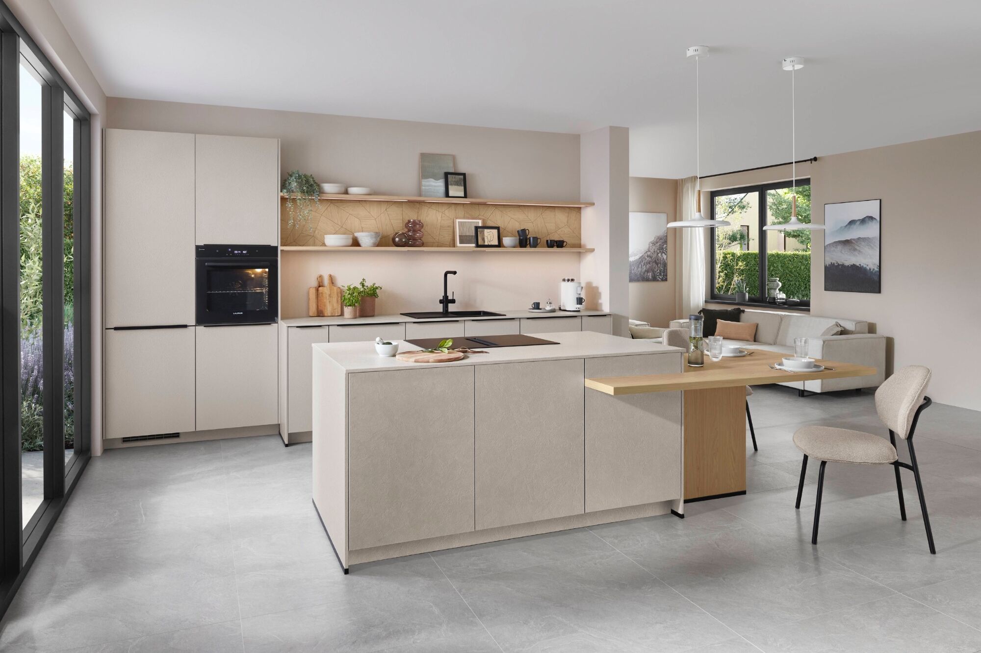 Nobilia-Look-Designkueche-mit-Insel-Beige