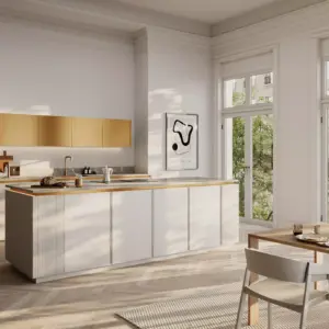 Rotpunkt Designküche mit Insel Smala Beach grey