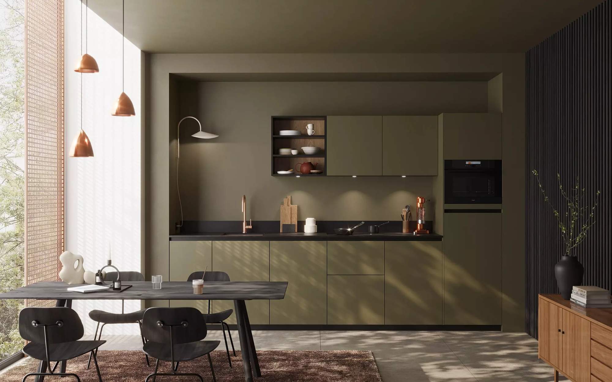 Rotpunkt Design Küchenzeile Olive Green